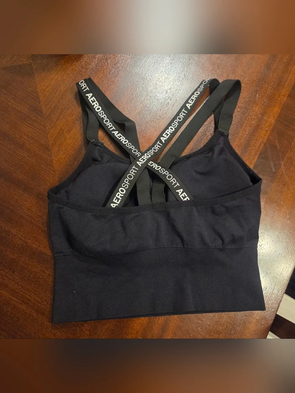 Aeropostale Black Seamless Sports Bra W/ Logo Straps- Pads Included - Picture 3 of 3